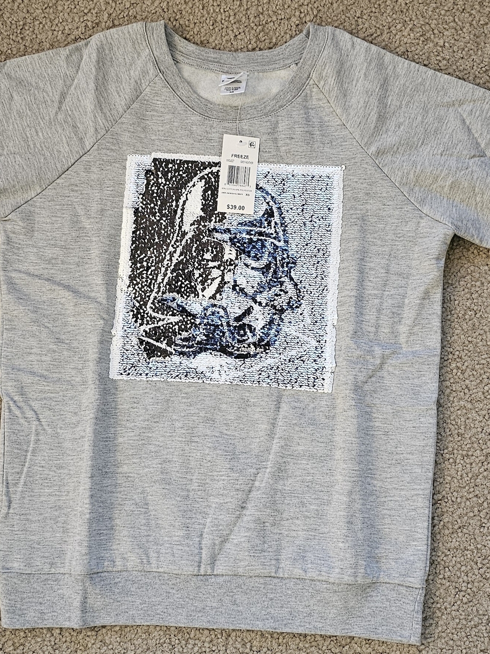 Grey Kid’s Sequin Graphic Crewneck Sweater - Picture 2 of 5